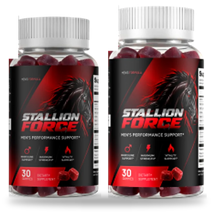 Two bottles of Stallion Force men's gummies